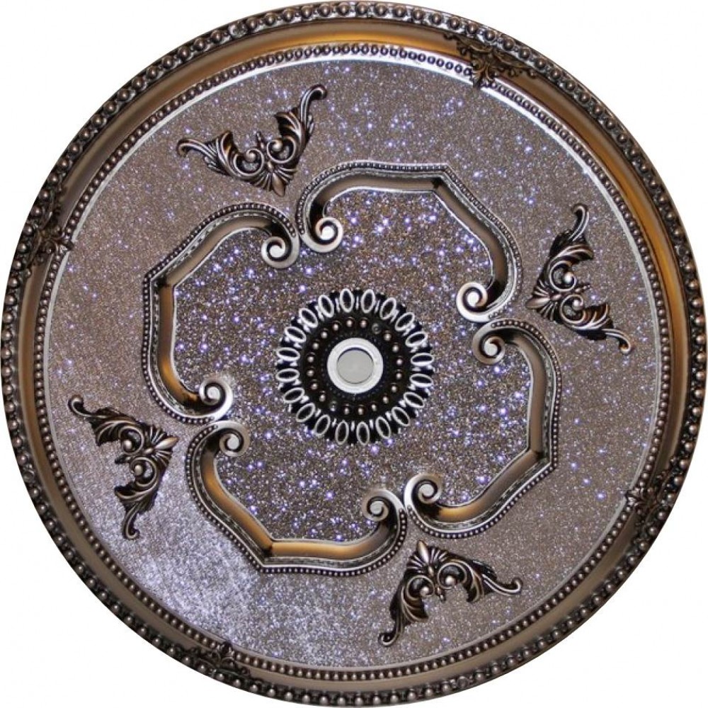 80 Cm Yuvarlak Osmanli Saray Tavan Sfa-423 Avize Gobegi Patina-Eskitme Gumus Varakli 3D